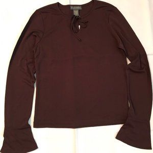 NWT BR Burgundy Long Sleeve Top w/ Flared Cuff